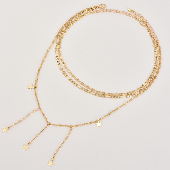 Stars Gold Necklace, Gift for Her, Stars Silver Pendant, Rose Gold Star Necklace - Picture 2 of 6